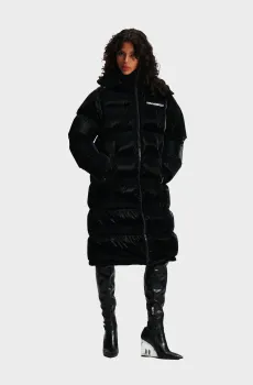 Женская черная куртка QUILTED LONG Черный XL Karl Lagerfeld 236W1516
