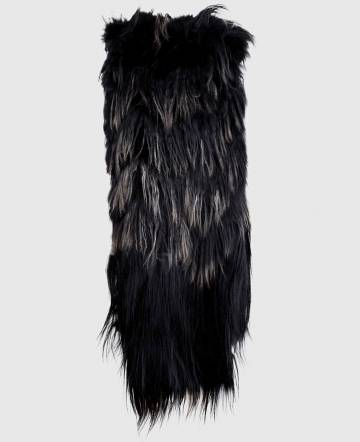 Черный шарф из меха мурмаски, ламы и снежной козы