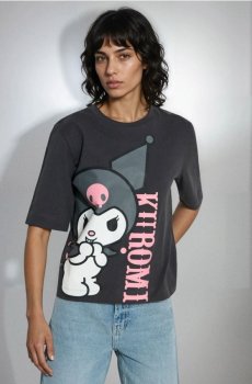 Бавовняна футболка з коротким рукавом Kuromi - темно-сірий