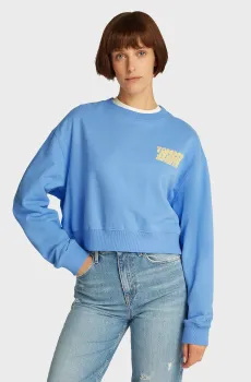 Женский голубой свитшот TJW RLX CRP TJ BUBBLE CREW Голубой L Tommy Jeans DW0DW21345