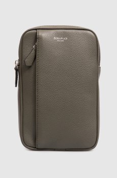 Кожаная сумка слинг цвета хаки с логотипом