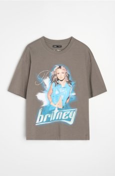 Бавовняна футболка з принтом Britney - сірий