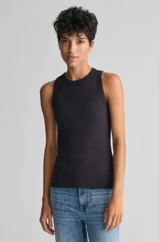 Женская черная майка HIGH NECK RIB Черный L Gant 4201407