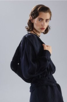 Reserved - Сумка хобо зі стразами - чорний - 187FE-99X