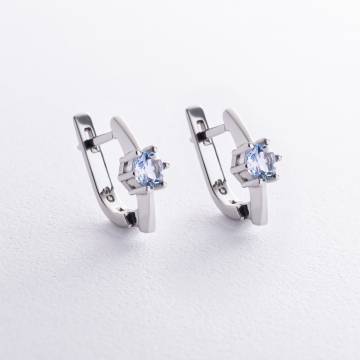 Серебряные серьги с голубыми топазами GS-02-047-39 Серебряные серьги с голубыми топазами GS-02-047-39