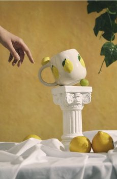 Чашка з мотивом лимона - жовтий