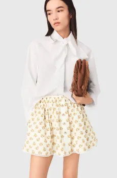 Женская желтая юбка с узором Желтый 36 MAJE MFPJU01636_Yellow Small Flowers Print