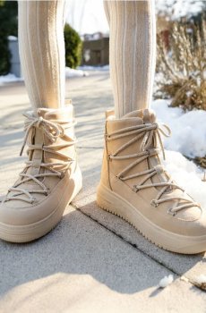 Черевики зі штучної замші - бежевий