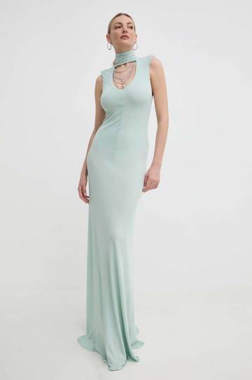Платье Elisabetta Franchi цвет бирюзовый maxi облегающее AB64742E2 Платье Elisabetta Franchi цвет бирюзовый maxi облегающее AB64742E2