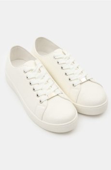 Кросівки з шнурівкою з екошкіри - білий