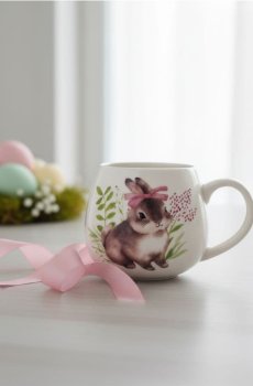 Керамічне горнятко з принтом зайчика - різнобарвний