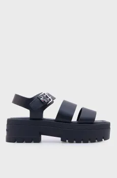 Женские черные кожаные сандалии STRAPS Черный 38 Tommy Jeans EN0EN02944
