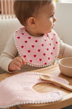 Слинявчики з мотивом сердець 2 pack - пастельний рожевий