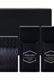 Набор для лица Bergamo Homme Black (тонер, 150 мл + эмульсия, 150 мл + туалетная вода, 40 мл)