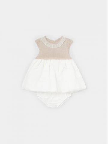 Mayoral Елегантне плаття 1825 Бежевий Regular Fit