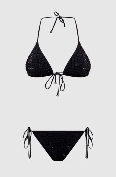 Черный купальник MALIBU с кристаллами