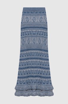 Голубая вязаная юбка миди