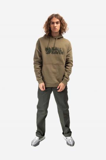 Хлопковая кофта Fjallraven мужская цвет зелёный с капюшоном с принтом F84144.622-622 Хлопковая кофта Fjallraven мужская цвет зелёный с капюшоном с принтом F84144.622-622