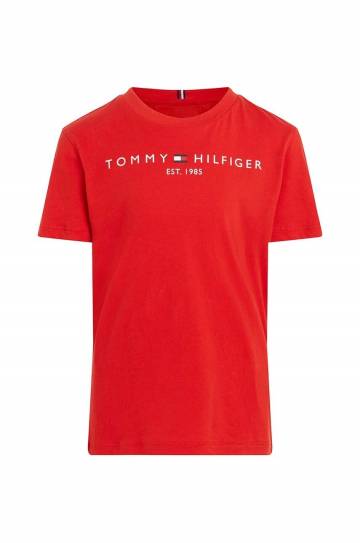 Детская хлопковая футболка Tommy Hilfiger цвет красный с принтом Детская хлопковая футболка Tommy Hilfiger цвет красный с принтом