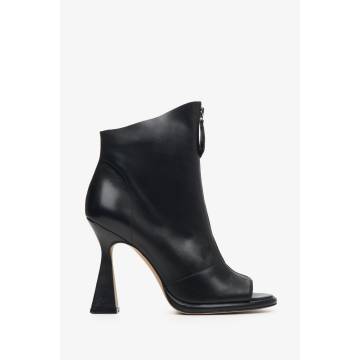 Ботильйони Peep Toe шкіряні чорні Estro ER00112869 Ботильйони Peep Toe шкіряні чорні Estro ER00112869
