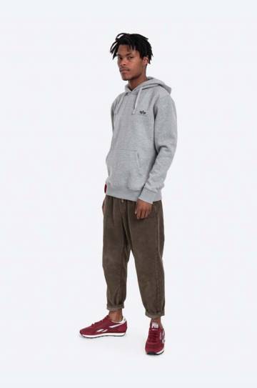 Кофта Alpha Industries Basic мужская цвет серый с капюшоном с принтом 196318.17-grey Кофта Alpha Industries Basic мужская цвет серый с капюшоном с принтом 196318.17-grey
