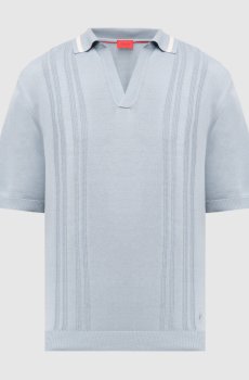 Голубое поло из шелка с логотипом логотип