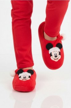 Плюшеві капці з 3D елементами Mickey Mouse - червоний