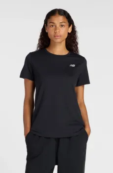Женская черная футболка Heathertech Черный M New Balance WT41190BK