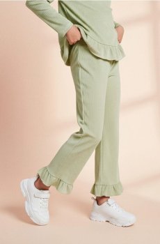Штани wide leg - ментолово-зелений