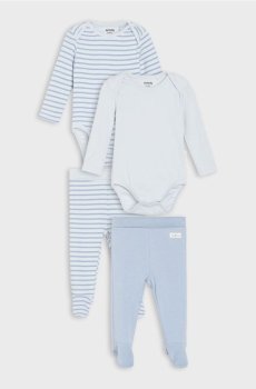 Бавовняний Комплект: Боді Та Штани 2 pack - блакитний