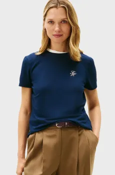Женская темно-синяя футболка SCRIPT REG Синий M Tommy Hilfiger WW0WW47809