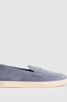 Голубые замшевые лоферы
