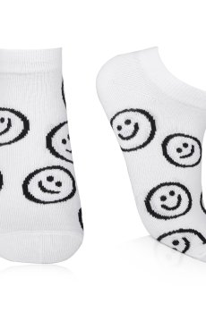 Носки женские AmiGA Смайл, укороченные, белые, размер 23-25