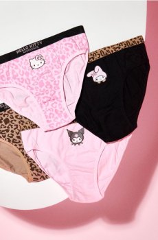 Трусики-сліпи з бавовною та леопардовим принтом 4 pack Hello Kitty and Friends - кремовий