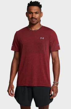 Мужская бордовая футболка UA SEAMLESS STRIDE SS Бордовый S Under Armour 1375692-713