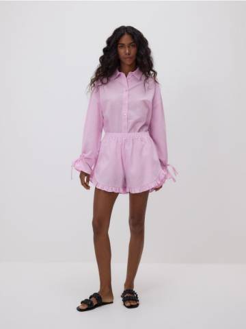 Reserved - Бавовняні шорти з оборками - рожевий - 481FM-30X