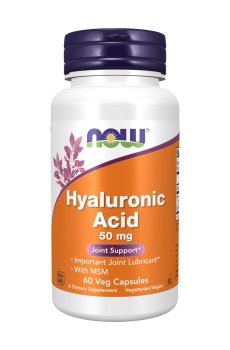 Гиалуроновая кислота и МСМ NOW foods Hyaluronic Acid 50 мг With MSM, 60 капсул