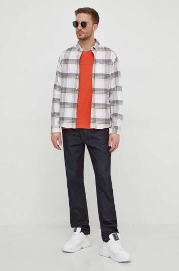 Хлопковая футболка Pepe Jeans Dave Tee мужская цвет оранжевый с принтом PM509231 Хлопковая футболка Pepe Jeans Dave Tee мужская цвет оранжевый с принтом PM509231