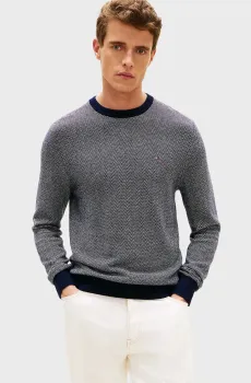 Мужской темно-синий джемпер с узором PIMA Синий XXL Tommy Hilfiger MW0MW41319