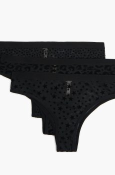 Cropp - Трусики з принтом, 3 пари - чорний