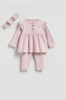 Reserved - Бавовняний комплект із пов’язкою - пастельний рожевий - 699IM-03X