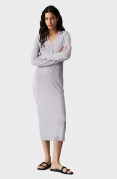 Женское светло-серое шерстяное платье MERINO WOOL BUTTON Серый XS Calvin Klein K20K207219