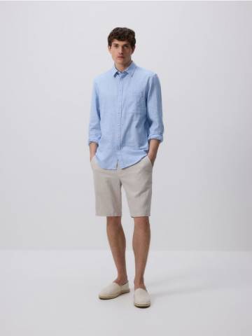 Reserved - Сорочка regular із додаванням льону - блідо-блакитний - 8458H-05X