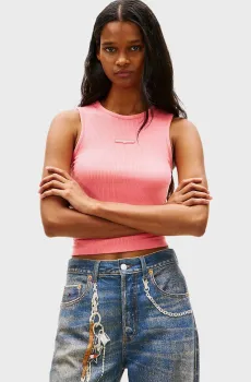 Женская розовая майка LABEL Розовый XS Tommy Jeans DW0DW22282