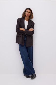 Reserved - Блейзер із додаванням віскози - темно коричневий - 061JL-89X
