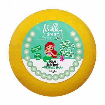 Шипучее средство для ванн Milky Dream Kids Пенный Donut Русалочка Лола, с браслетом, 120 г Шипучее средство для ванн Milky Dream Kids Пенный Donut Русалочка Лола, с браслетом, 120 г