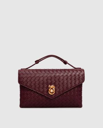 Бордовая кожаная сумка с плетением Бордовая кожаная сумка с плетением