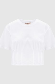 Белая укороченная футболка в корсетном стиле
