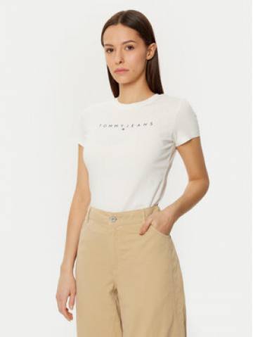 Tommy Jeans Футболка Linear DW0DW18398 Білий Slim Fit Tommy Jeans Футболка Linear DW0DW18398 Білий Slim Fit