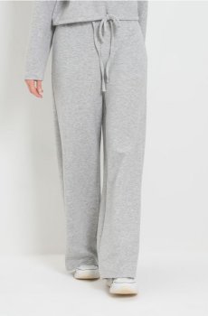 Штани wide leg з м’якого трикотажу з домішкою віскози soft touch - сірий